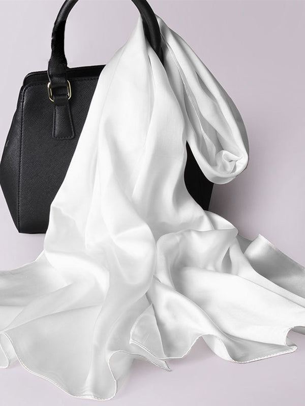 SilkSilky-SE Rent Silke Scarf Vit 001