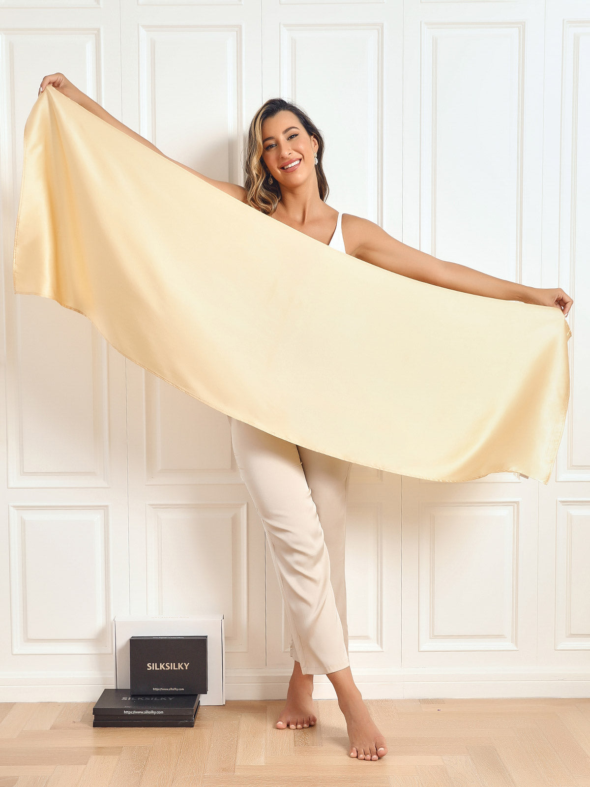 SilkSilky-SE Rent Silke Scarf Champagne 002