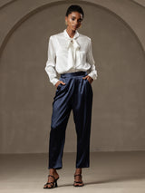 [Mörkblå] SilkSilky-SE 19Momme Silke Womens Pants 001