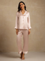 [Rosa] SilkSilky-SE Lång Ärm Notchkrage Dam Pyjama 007