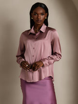 [Blek Mauve] SilkSilky-SE Long Sleeve Lapel Collar Damskjorta 003
