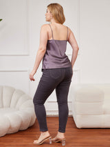 [Lila Grå] SilkSilky-SE Spaghetti Rem V Ringning Plus Storlek Cami Toppar 002