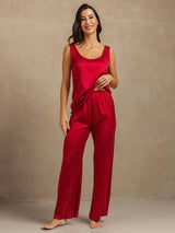[Vin] SilkSilky-SE 19Momme Ärmlös Djup Rund Halsringning Dam Pyjama 004