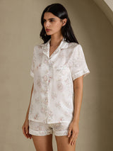 [Krämblommor] SilkSilky-SE Short Sleeve Notch Collar Dam Pyjama 003