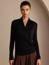 [Svart] SilkSilky-SE Long Sleeve Damblusar 001