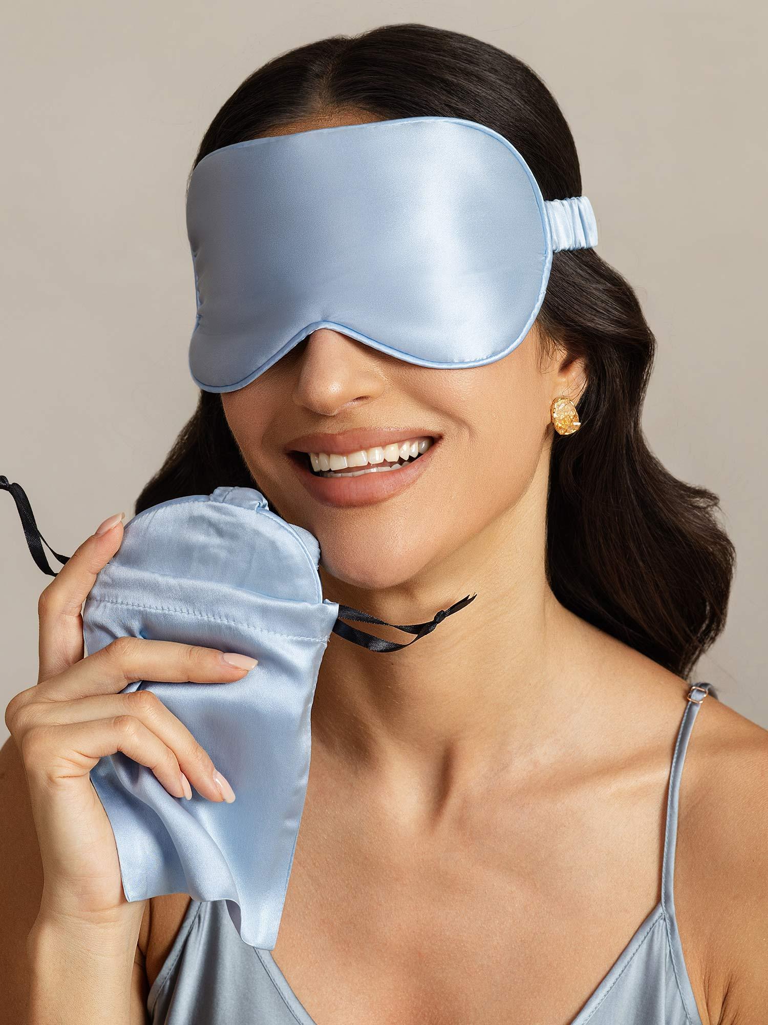[Ljusblå] SilkSilky-SE Rent Silke Eye Mask 001