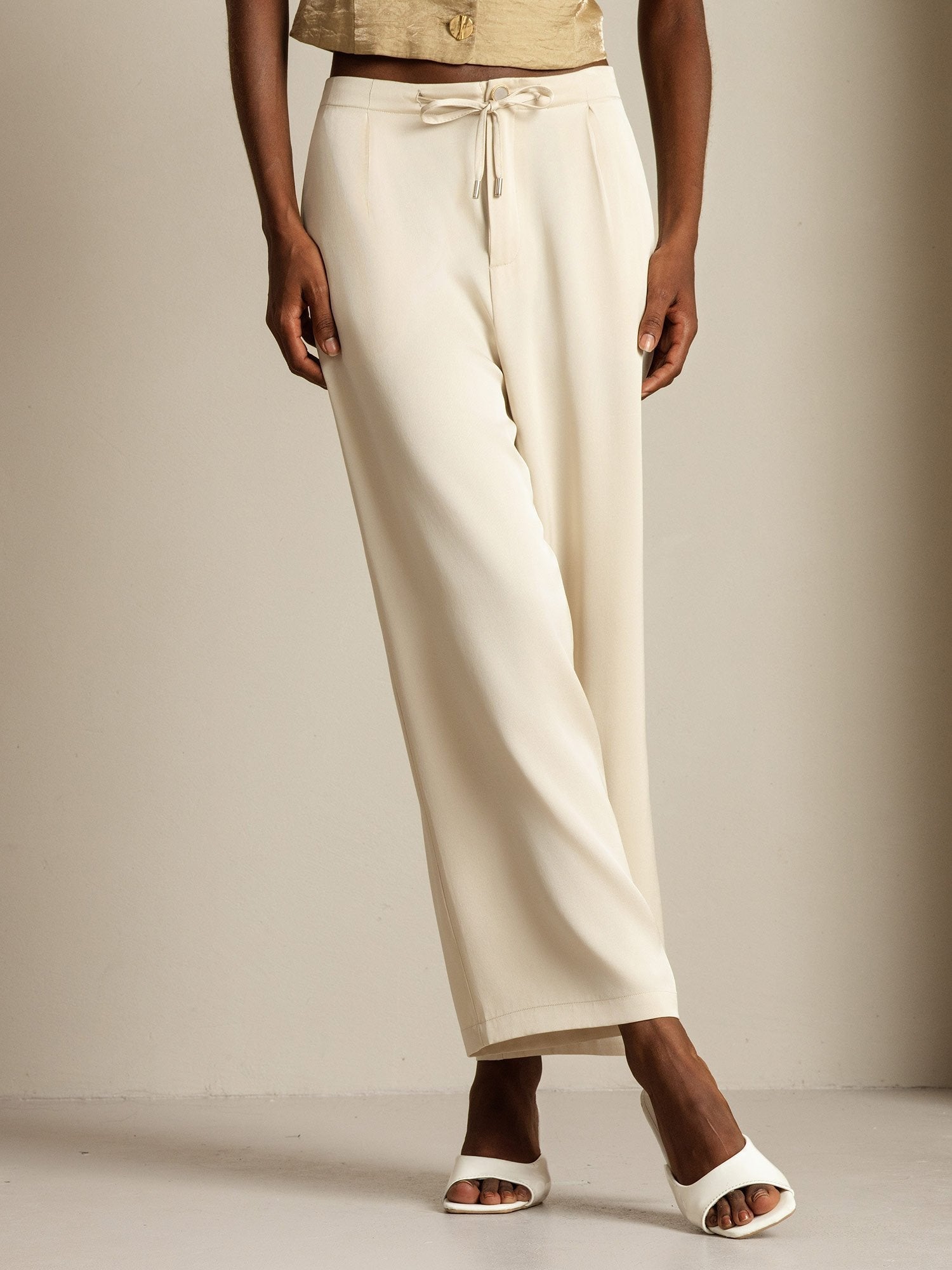 [Beige] SilkSilky-SE 19Momme Silke Womens Pants 007