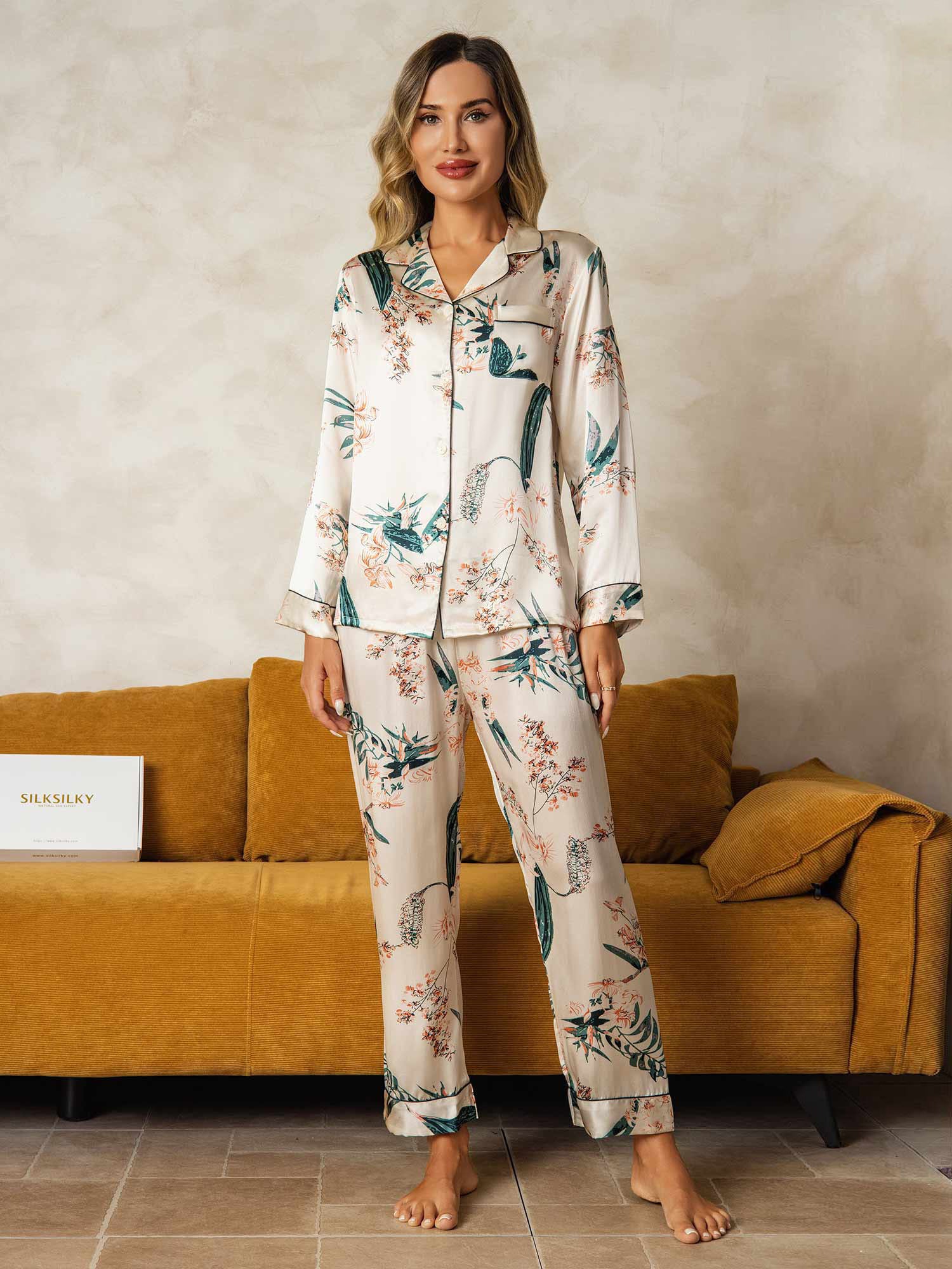 [Tropisk Djungel] SilkSilky-SE Rent Silke Womens Pajamas 005,