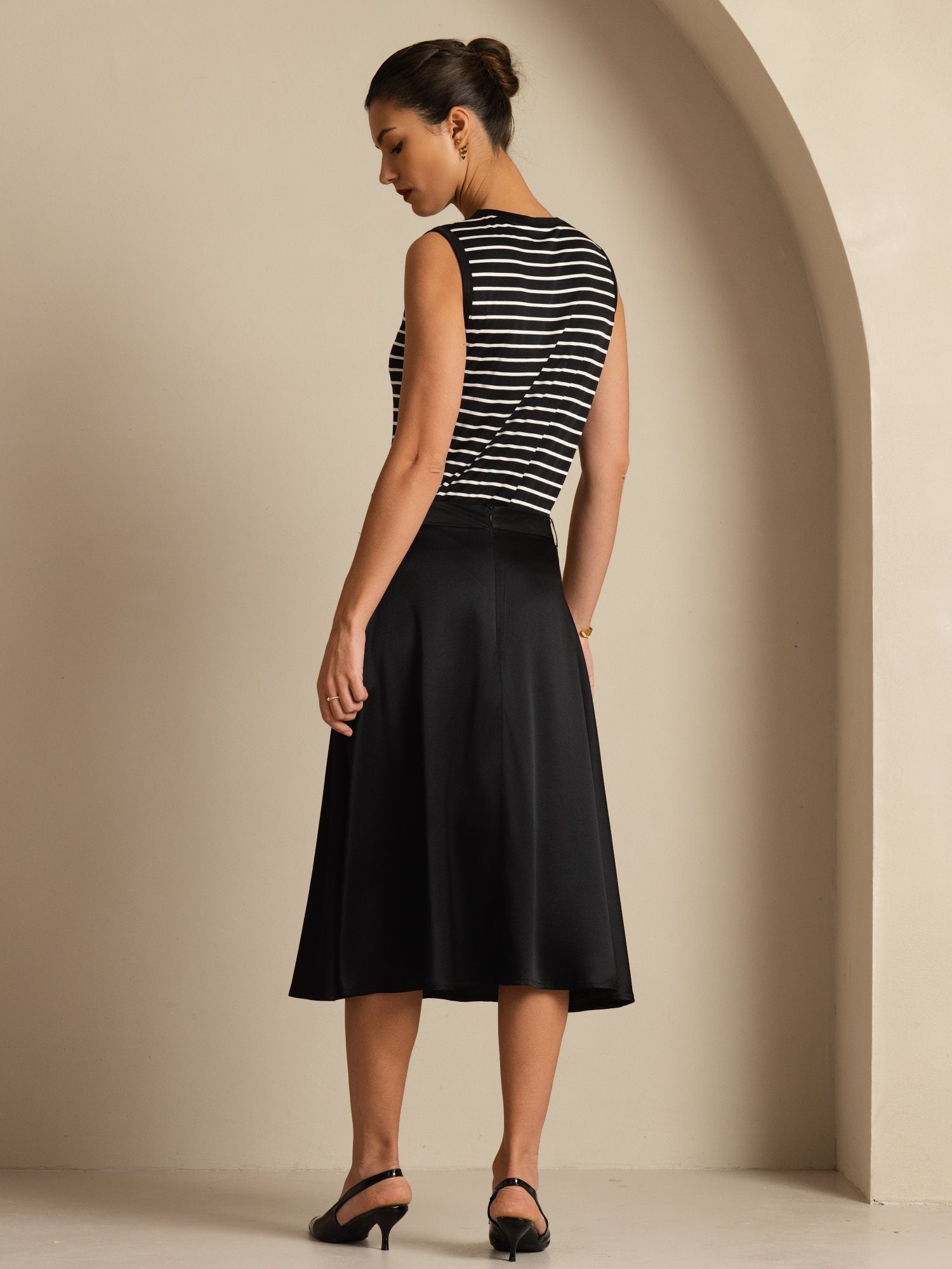 [Svart] SilkSilky-SE 19Momme Silke Skirt 004