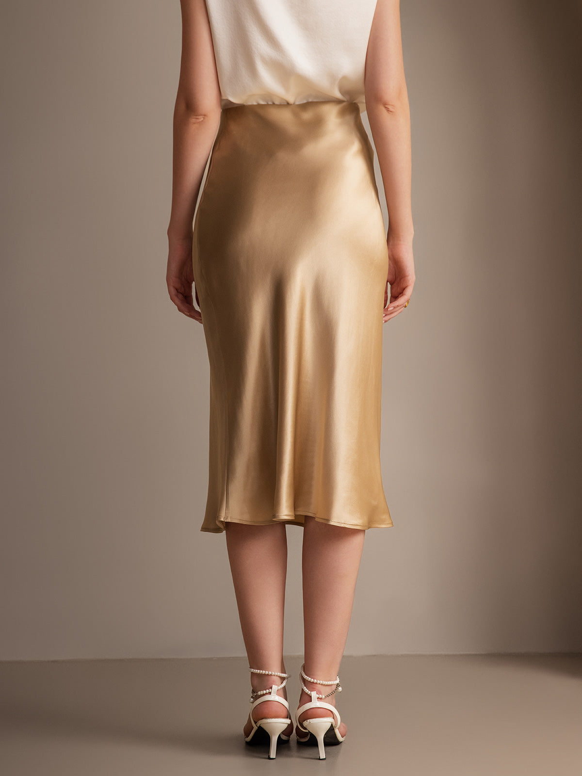 [Champagne] SilkSilky-SE 19Momme Rent Silke Skirt 002