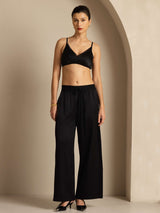 [Svart] SilkSilky-SE 19Momme Womens Pants 007