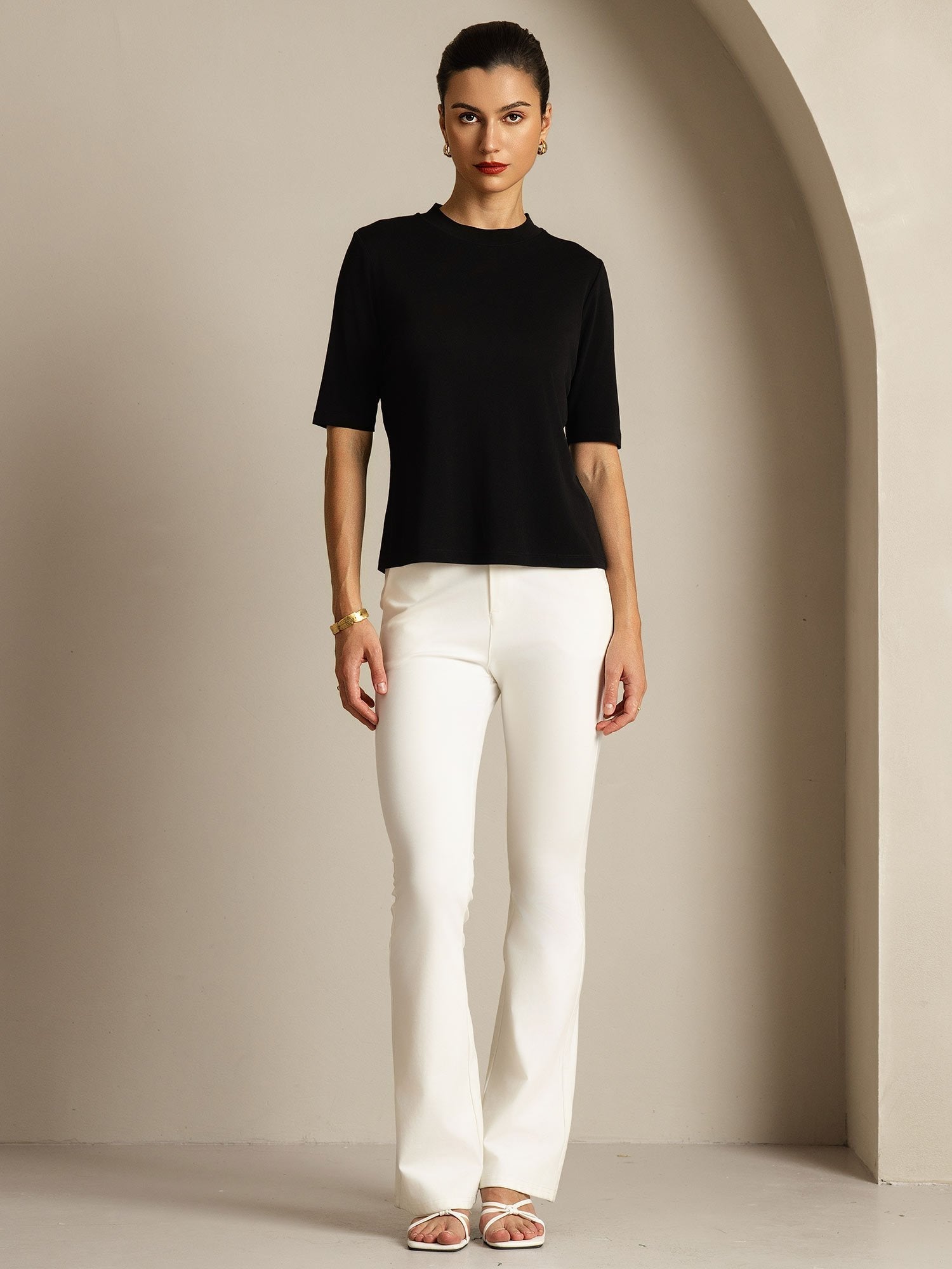 [Svart] SilkSilky-SE Rent Silke Womens T-Shirt 003