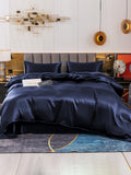 SilkSilky SE 19Momme Rent Silke Bedding Set Mörkblå 002