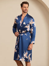 [Mörkblå] SilkSilky-SE 19Momme Mens Robe 001