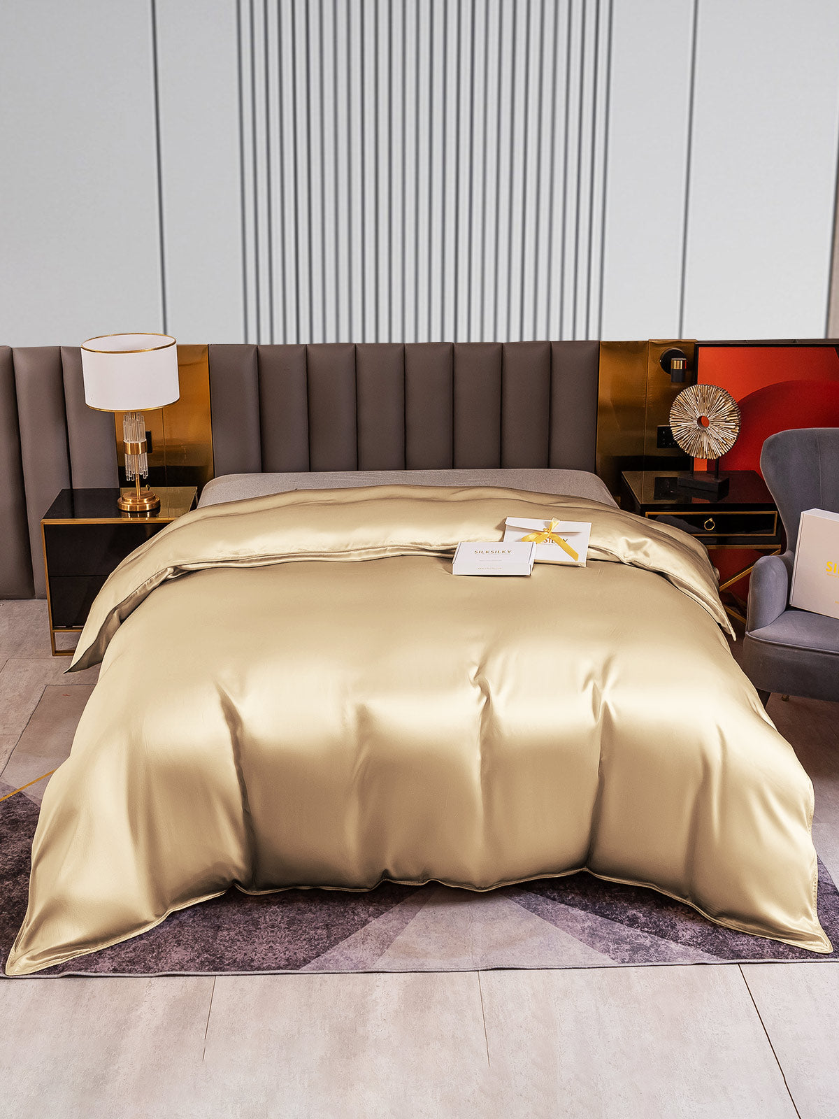 [Beige] SilkSilky-SE 22Momme Duvet Covers 001