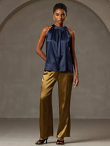[Mörkblå] SilkSilky-SE Sleeveless Halter Dam T-Shirt 005