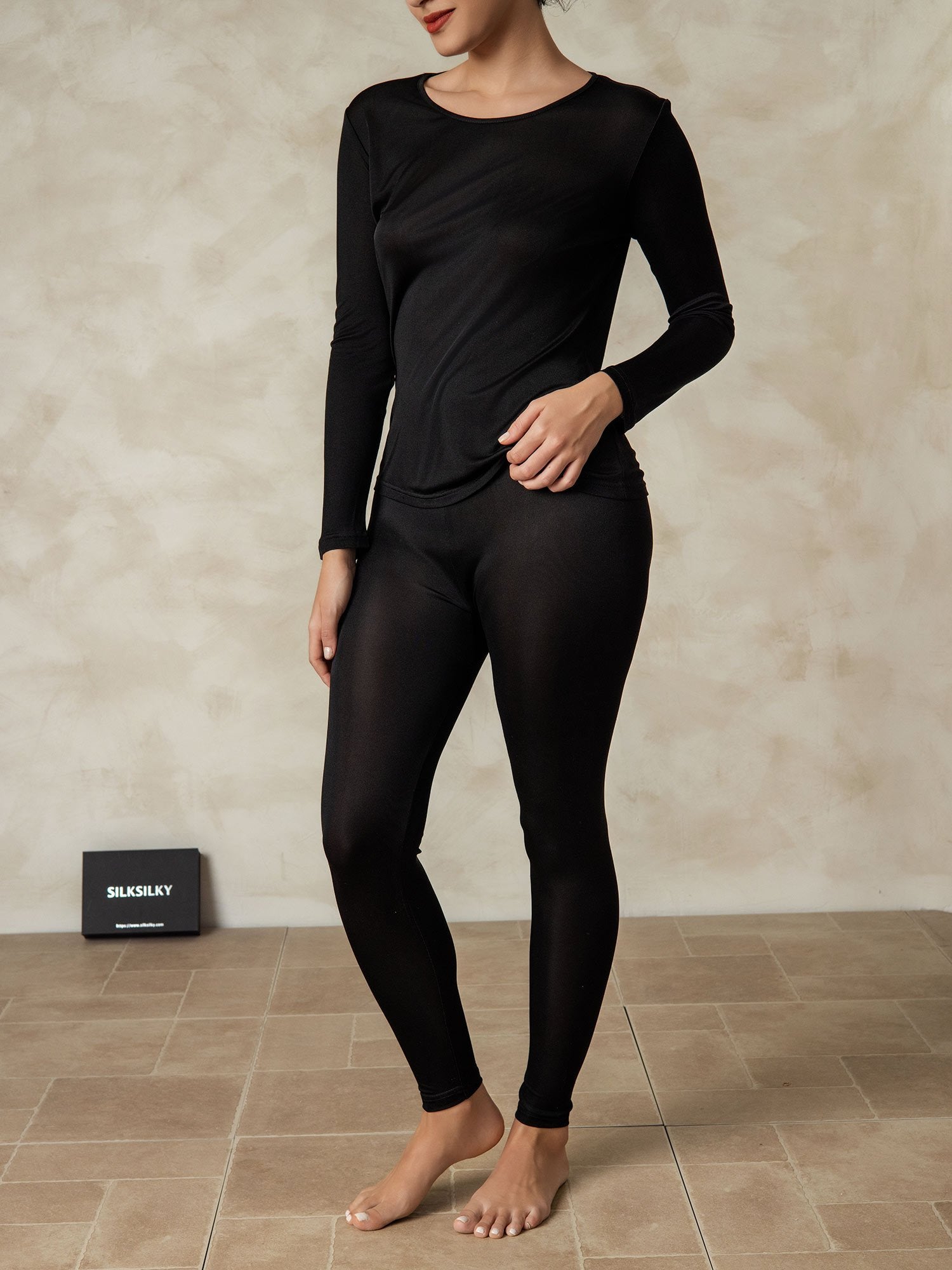 [Svart] SilkSilky-SE Silke Womens Pajamas 004