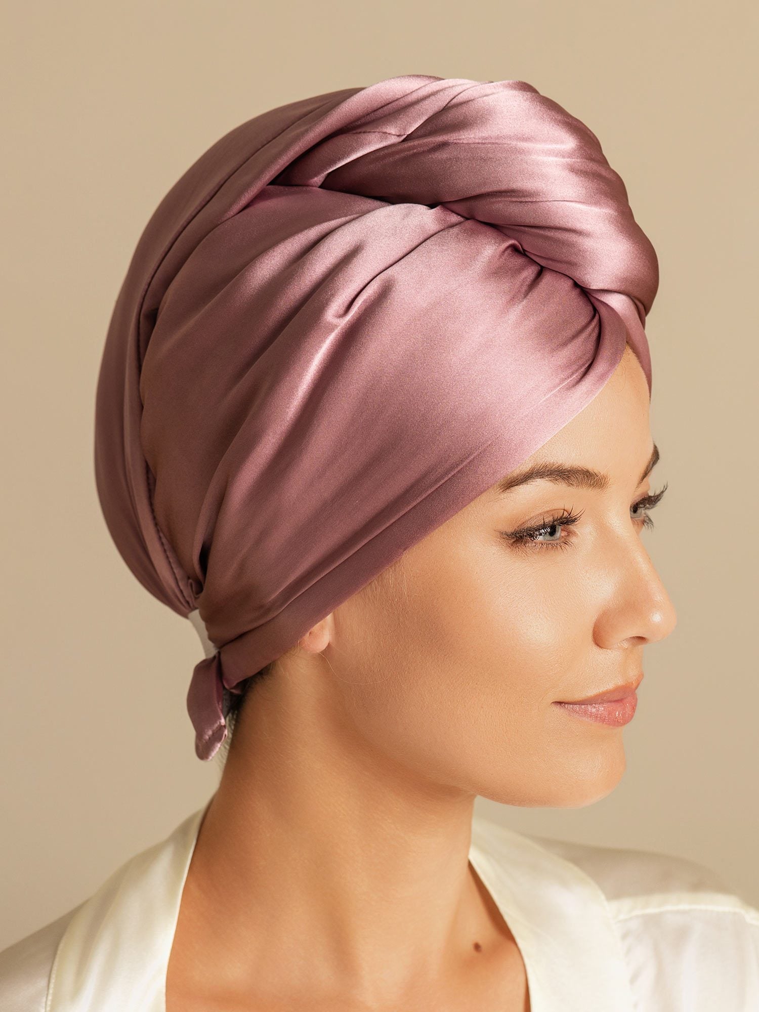 [Blek Mauve] SilkSilky-SE Rent Silke Hair Towel Wrap 005,