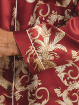 [Vinröd Drake] SilkSilky-SE Long Sleeve Notchkrage Herr Pyjama 006