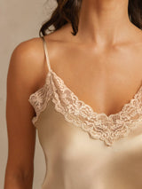 [Champagne] SilkSilky-SE Spaghetti Strap V Neck Camisole Set 005