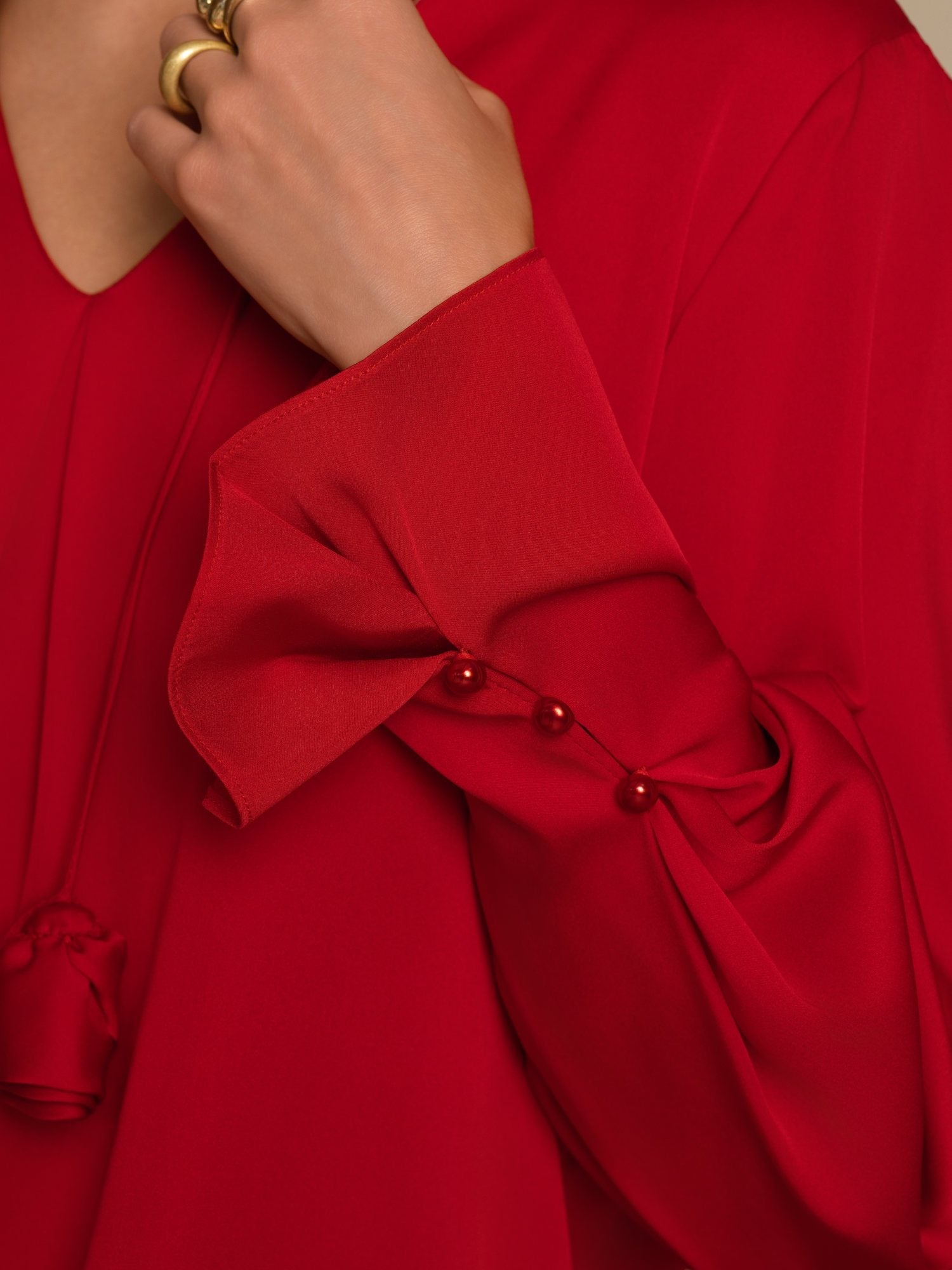 [Vin] SilkSilky-SE 19Momme Silke Lång Ärm V Ringning Blus 006