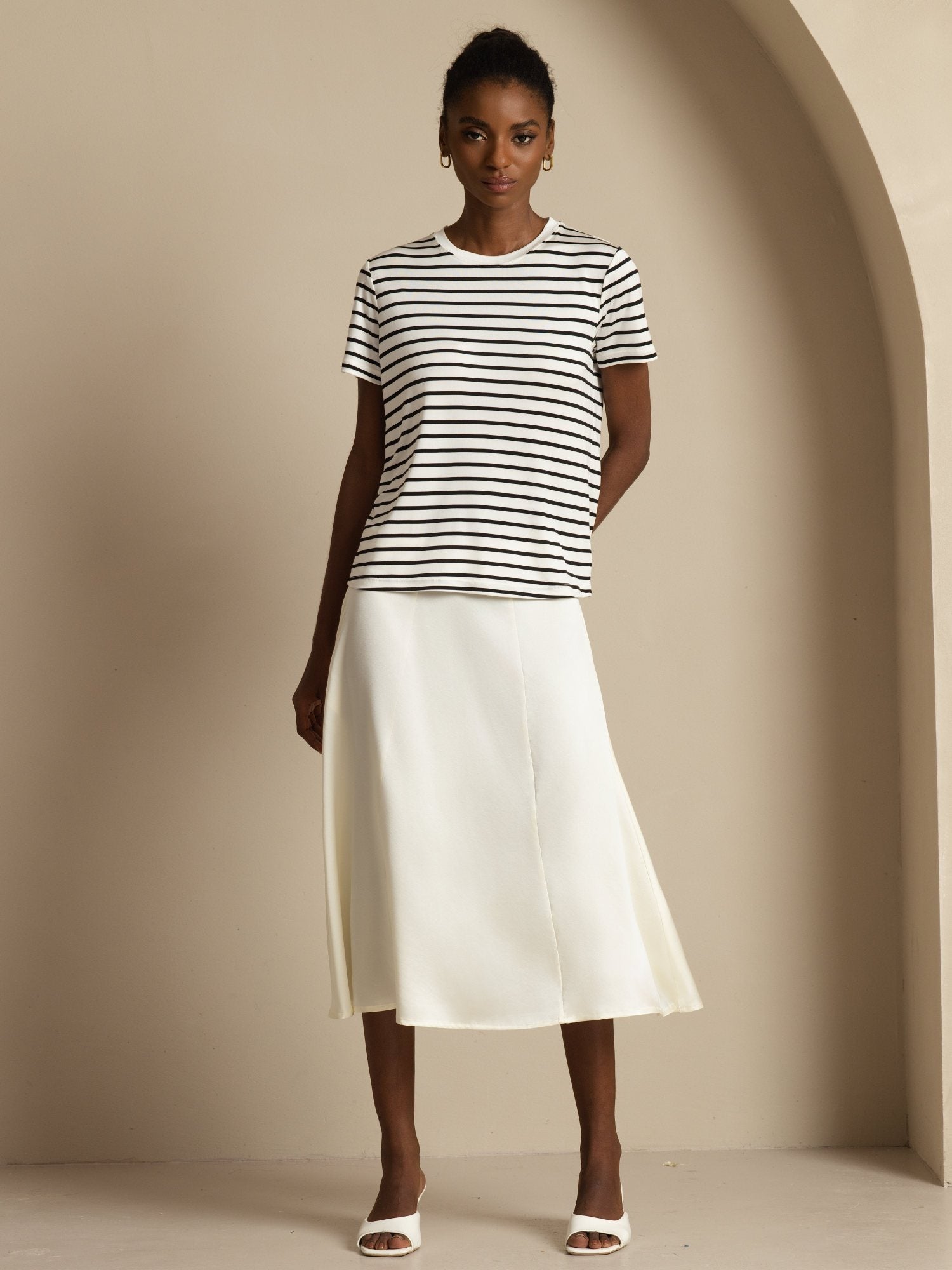 [Elfenben] SilkSilky-SE 19Momme Silke Skirt 006