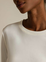 [Vit] SilkSilky-SE Lång Ärm Crewkrage Dam T-Shirt 004