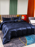 SilkSilky SE 25Momme Rent Silke Bedding Set Mörkblå 004