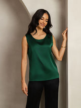 [Mörkgrön] SilkSilky-SE Sleeveless Round Neck Cami Toppar 004