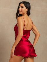 [Vin] SilkSilky-SE Spaghetti Strap V Neck Camisole Set 002