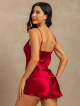 [Vin] SilkSilky-SE Spaghetti Strap V Neck Camisole Set 002