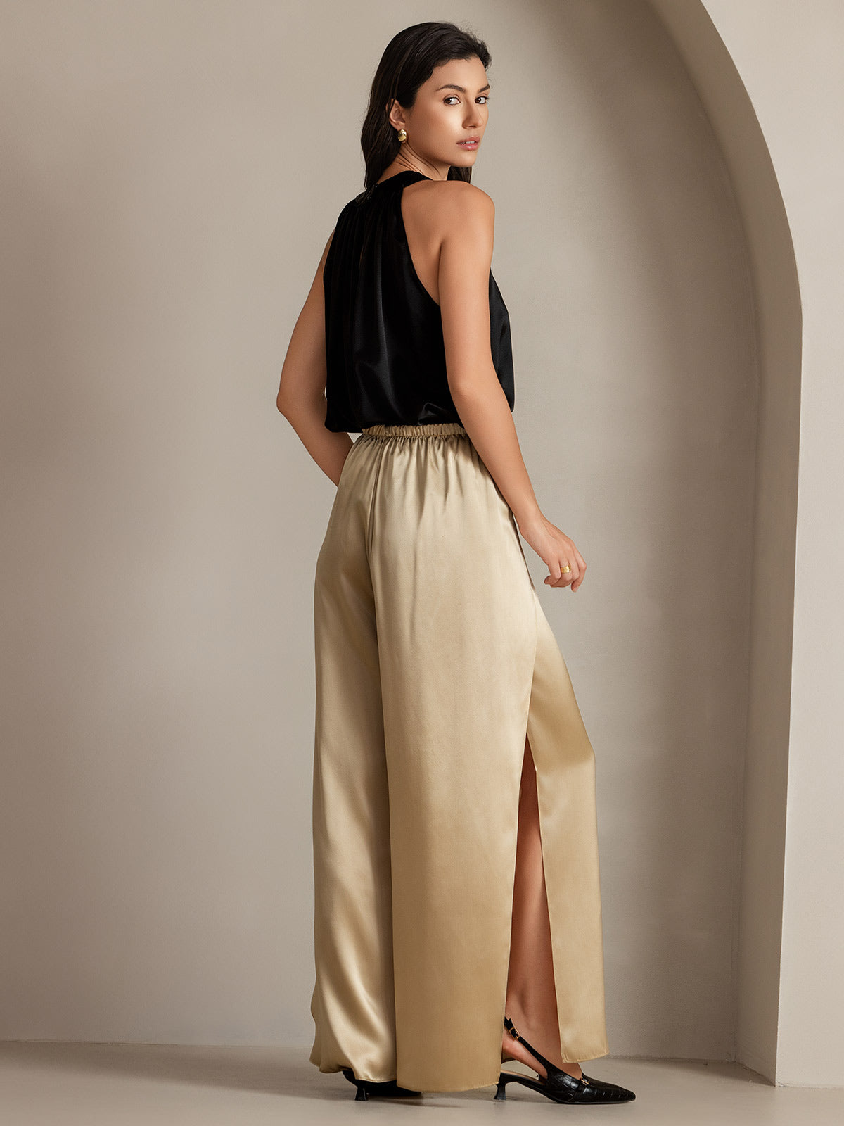 [Champagne] SilkSilky-SE 19Momme Silke Womens Pants 009