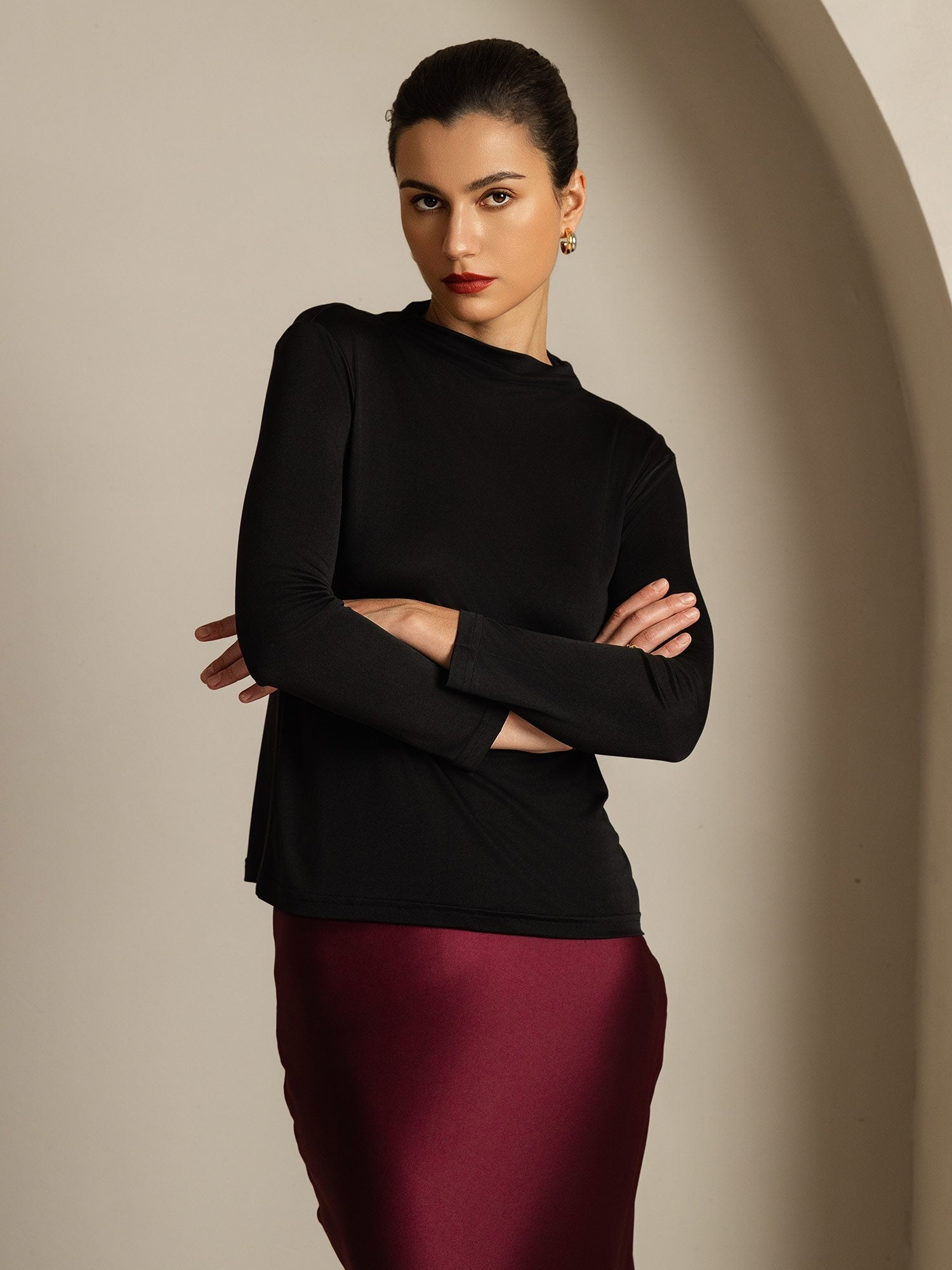 [Svart] SilkSilky-SE Rent Silke Womens T-Shirt 003