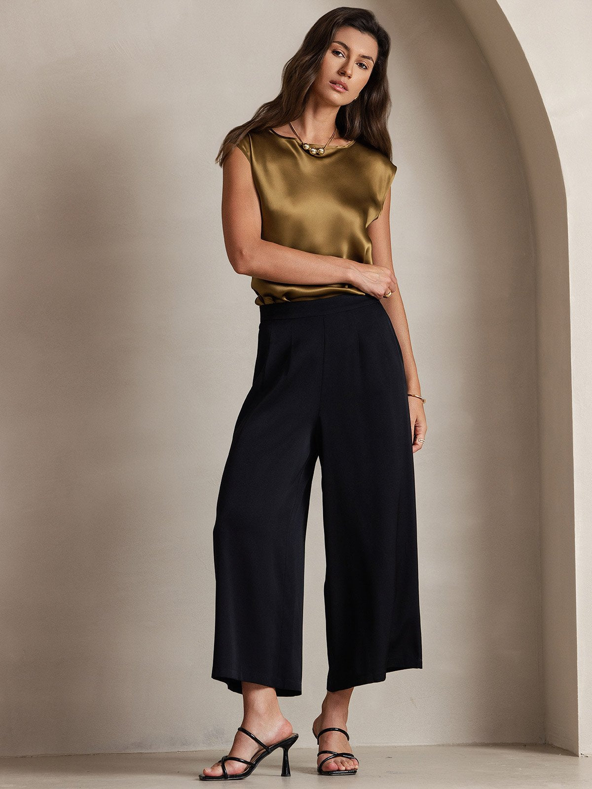 [Brun] SilkSilky-SE 19Momme Silke Womens T-Shirt 006
