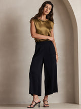 [Brun] SilkSilky-SE Cap Sleeve Round Neck Dam T-Shirt 006
