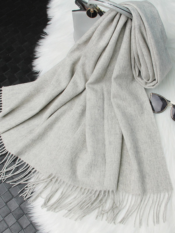 [Ljusgrå] SilkSilky-SE Ull Scarf 006