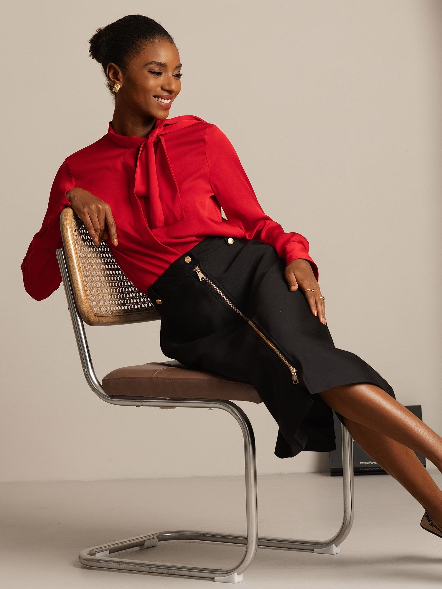 [Svart] SilkSilky-SE 32Momme Silk-Wool Blend Skirt 008,