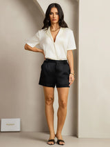 [Svart] SilkSilky-SE 19Momme Silke Womens Shorts 004,