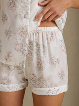 [Krämblommor] SilkSilky-SE Short Sleeve Notch Collar Dam Pyjama 005