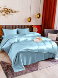 SilkSilky SE 19Momme Rent Silke Bedding Set Ljusblå 001