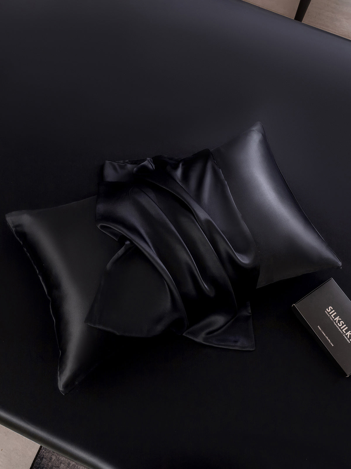 [Svart] SilkSilky-SE 22Momme Rent Silke Pillowcase 004