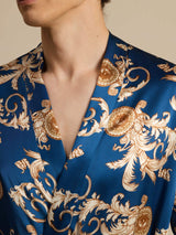 [Navy Drake] SilkSilky-SE Long Sleeve Herr Morgonrock 003