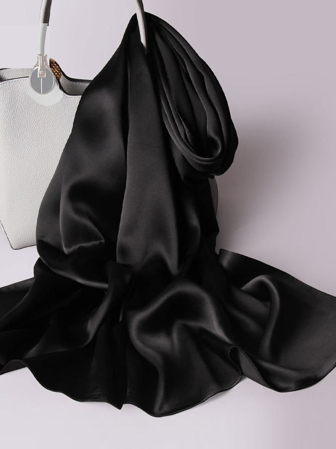 SilkSilky-SE Rent Silke Scarf Svart 001