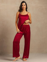 [Vin] SilkSilky-SE 19Momme Spaghetti Rem Djup Rund Halsringning Camisole Set 005