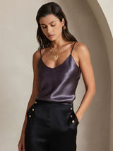 [Lila Grå] SilkSilky-SE Spaghetti Strap V Neck Cami Toppar 007