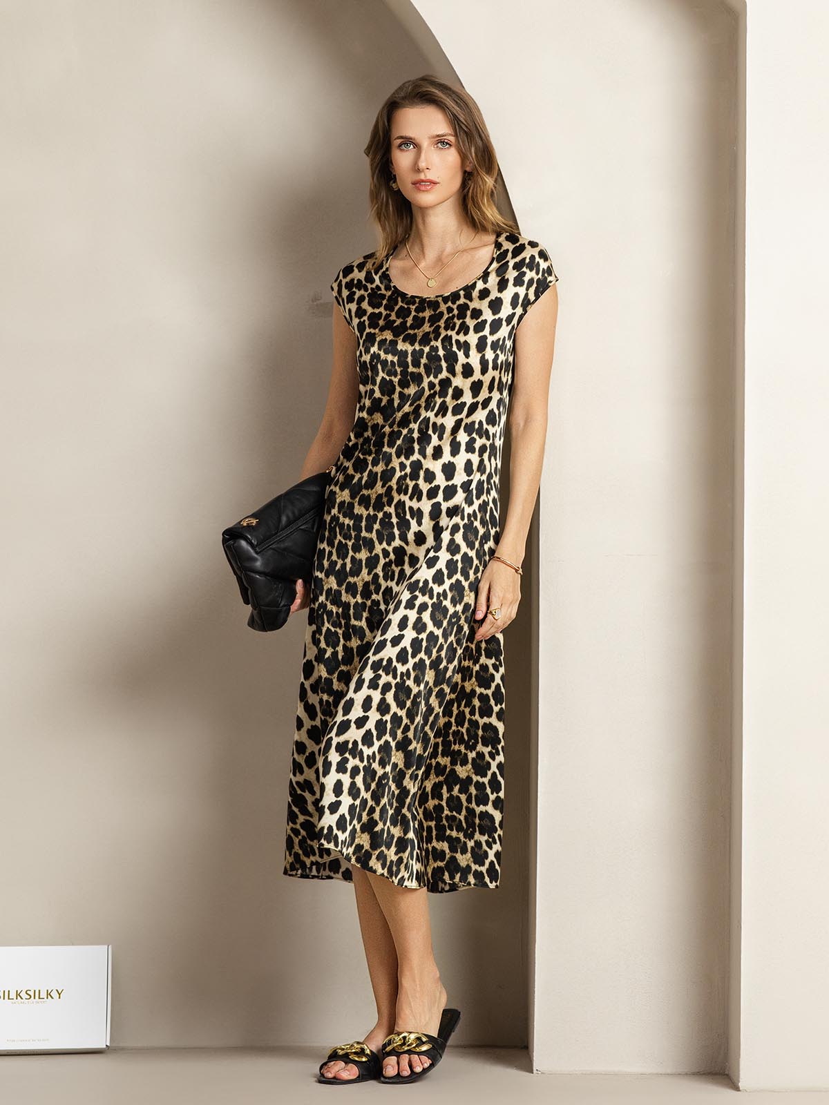 [Leopard] SilkSilky-SE 19Momme Silke Dress 005