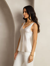 [Ljusgrå] SilkSilky-SE Sleeveless V Neck Cami Toppar 002