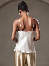 [Beige] SilkSilky-SE Spaghetti Strap V Neck Cami Toppar 002