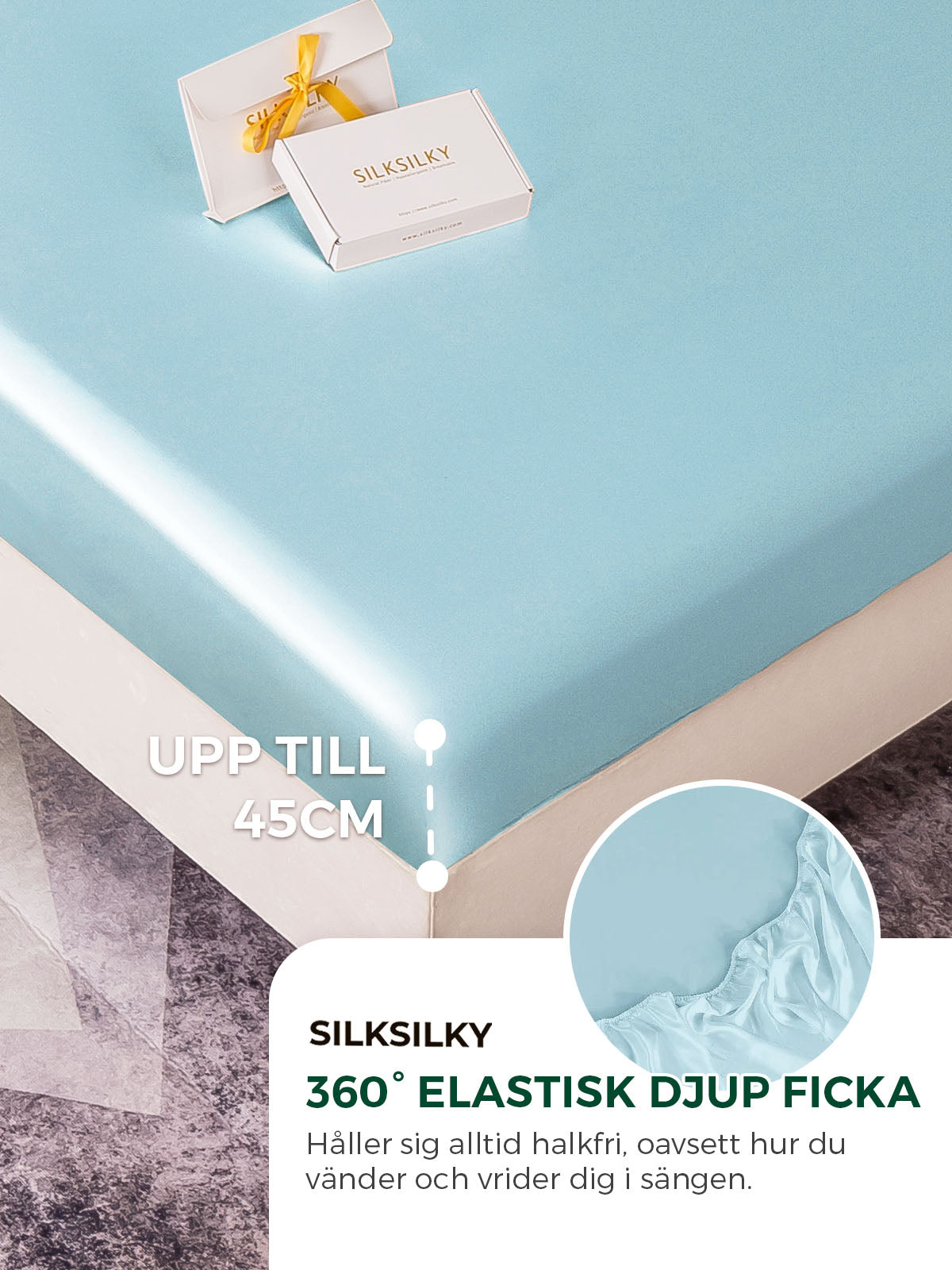 [Ljusblå] SilkSilky-SE 19Momme Rent Silke Bedding Set 004,