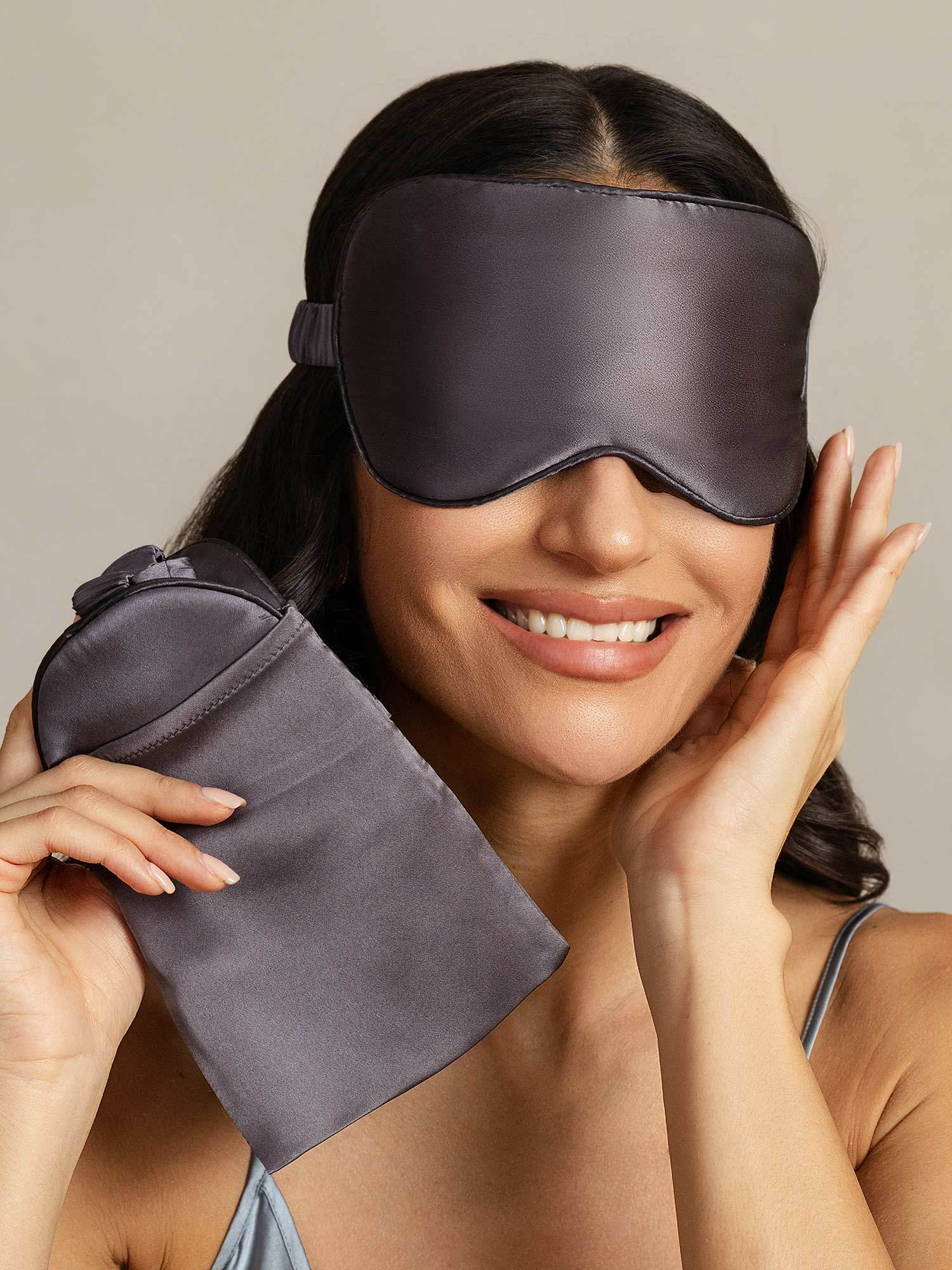 [Mörkgrå] SilkSilky-SE Rent Silke Eye Mask 005